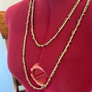 Elegant Gold Tone Metal Beaded Necklace